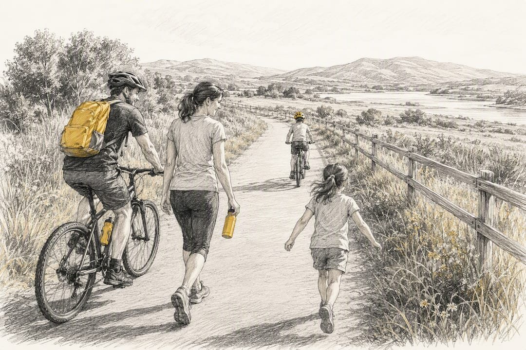 Family enjoying Mayo greenway trail