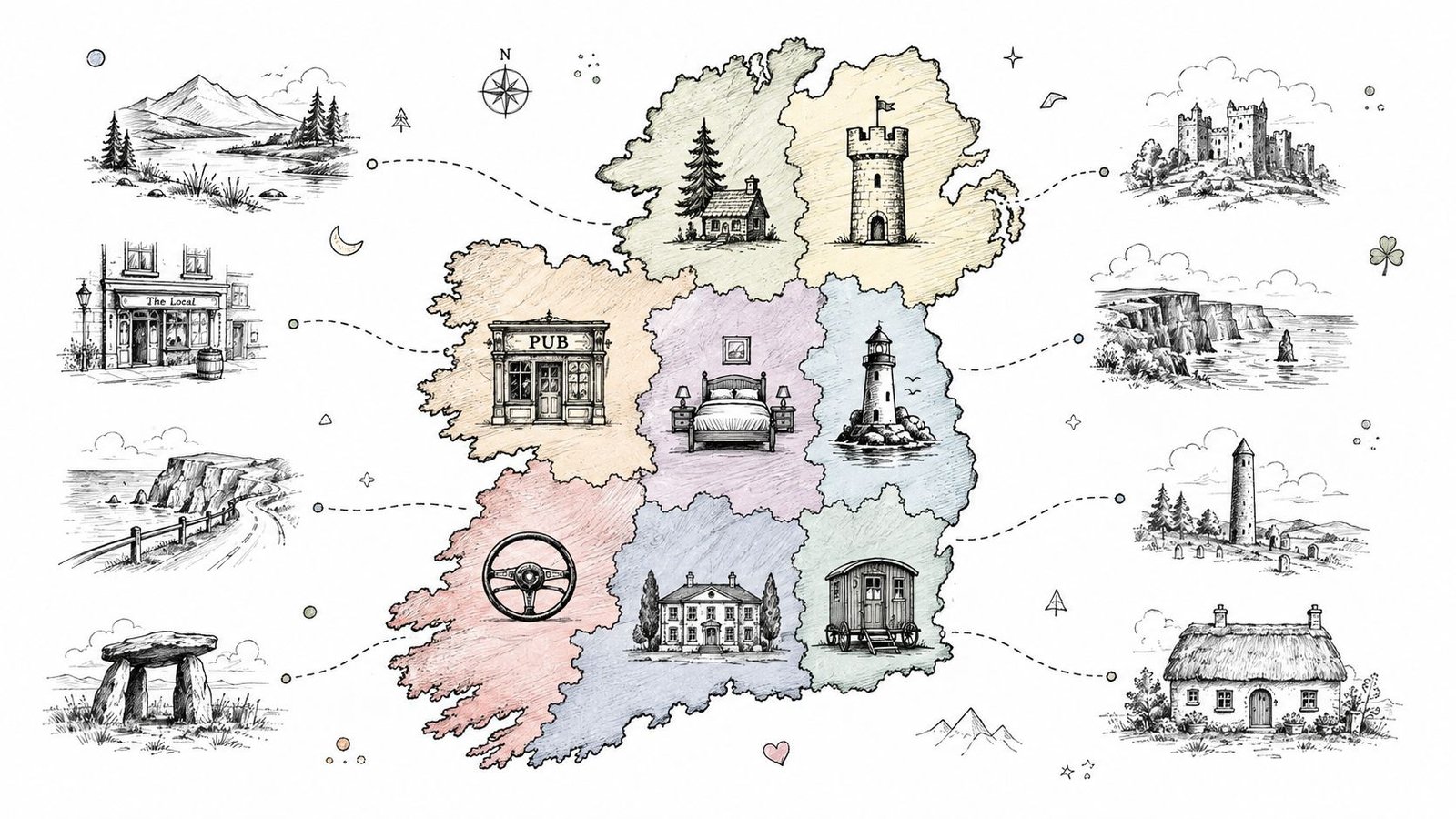 Best place to stay in ireland illustrated map