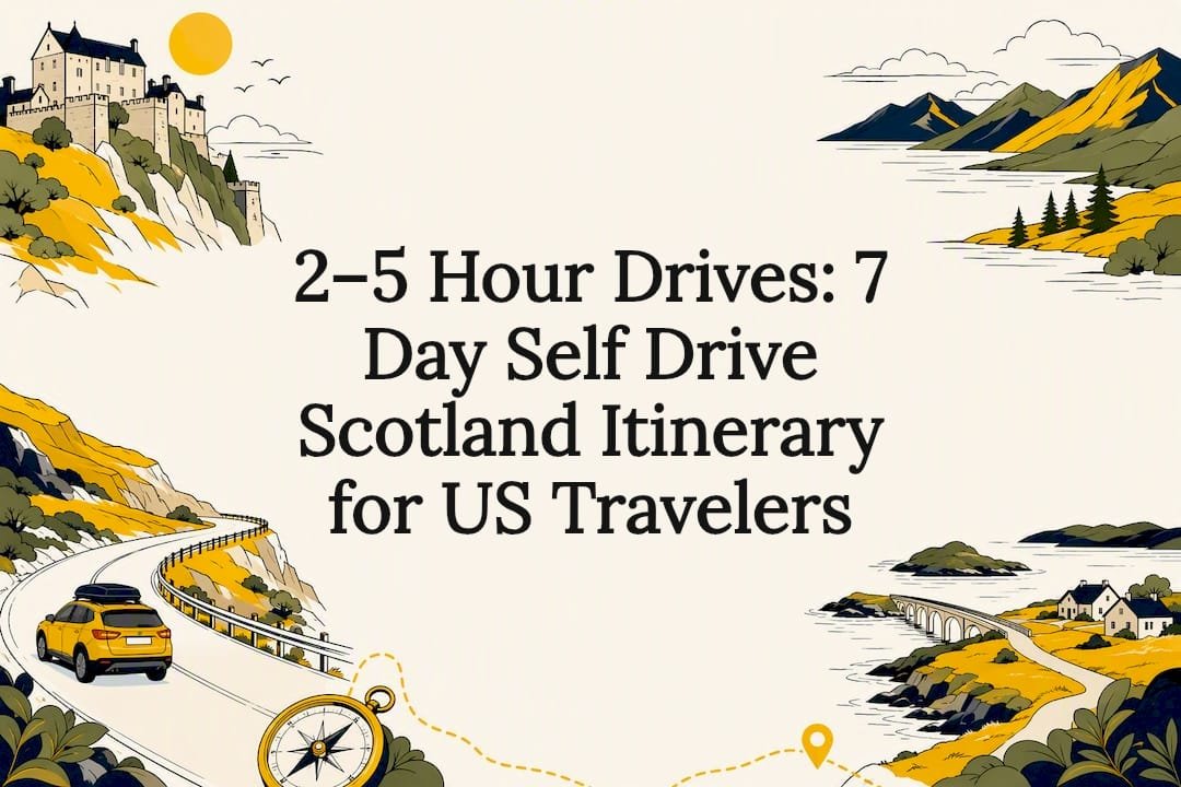 Illustrated Scotland road trip title card
