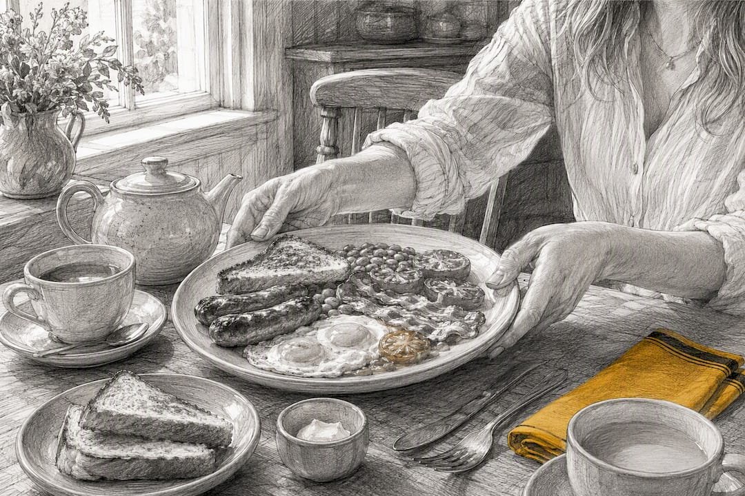 Traditional breakfast at a British farmhouse BB