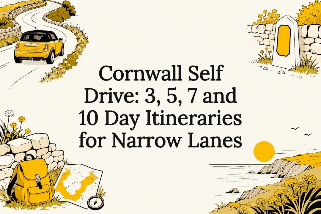 Decorative Cornwall road trip title card