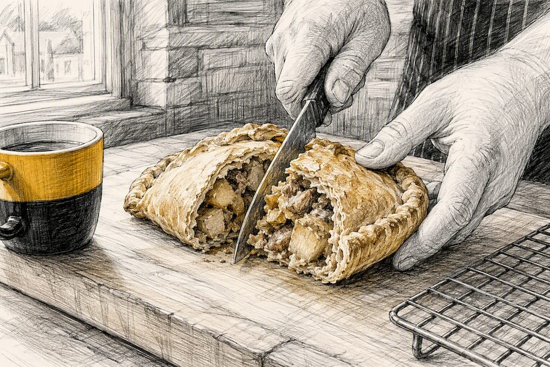 Fresh Cornish pasty in local bakery
