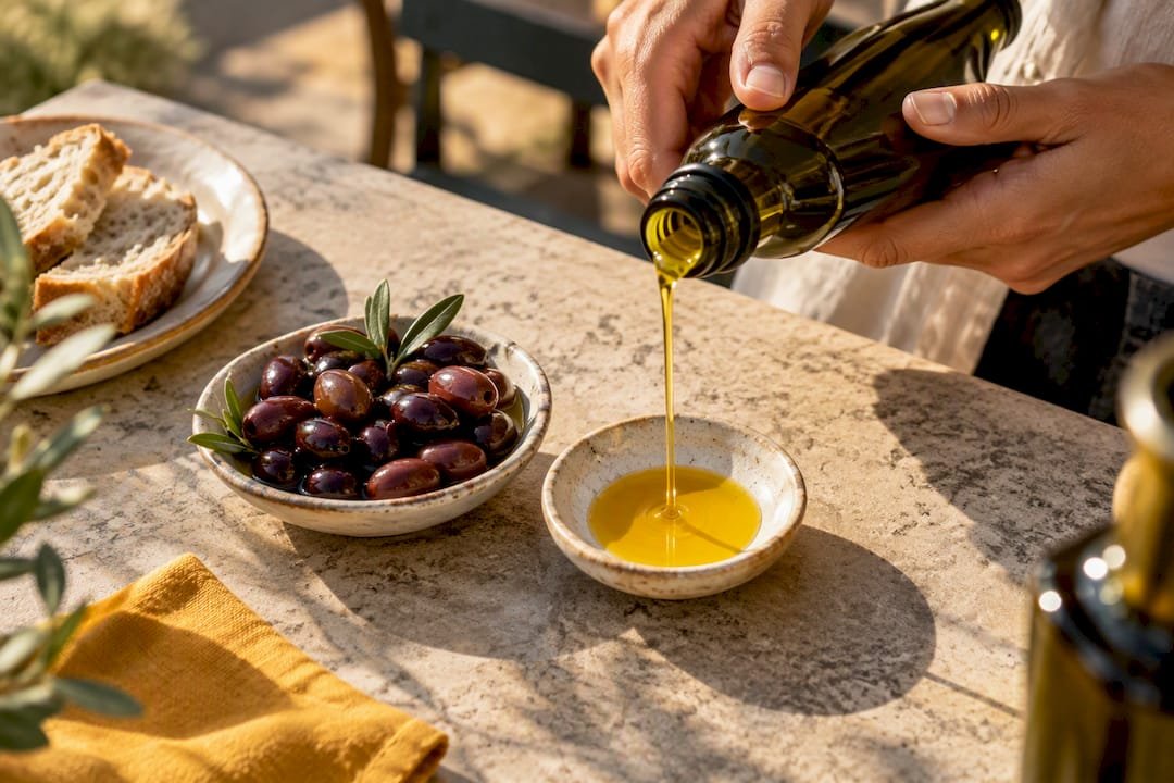 Olive oil and Kalamata olives tasting