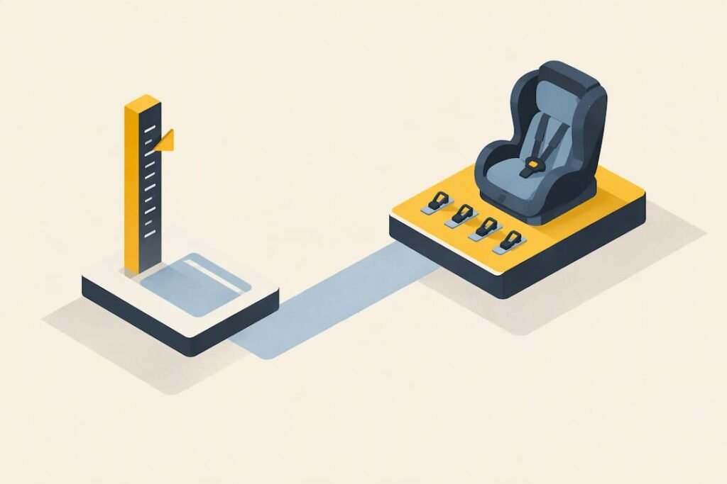 Geometric child seat safety title card
