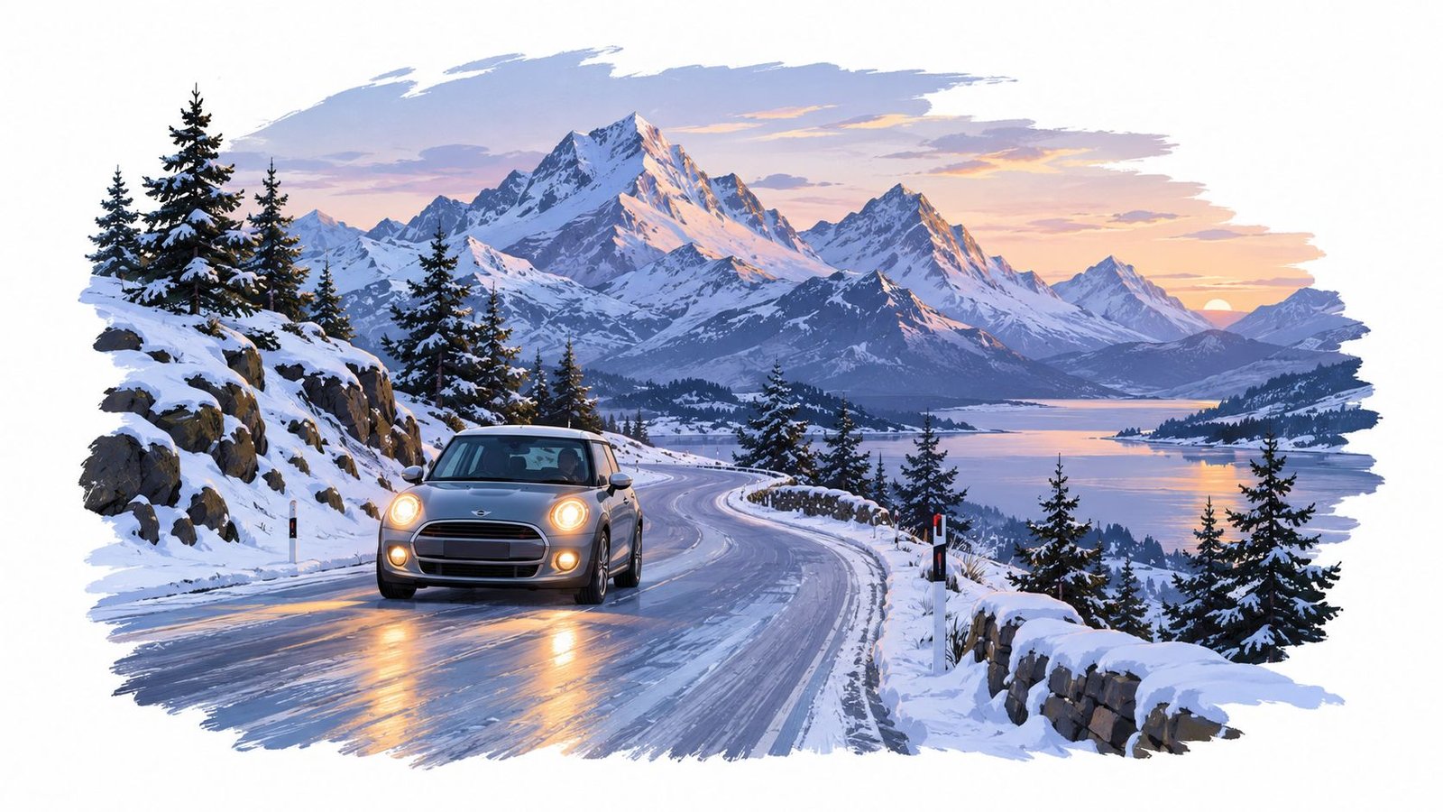 Scotland in winter mini cooper